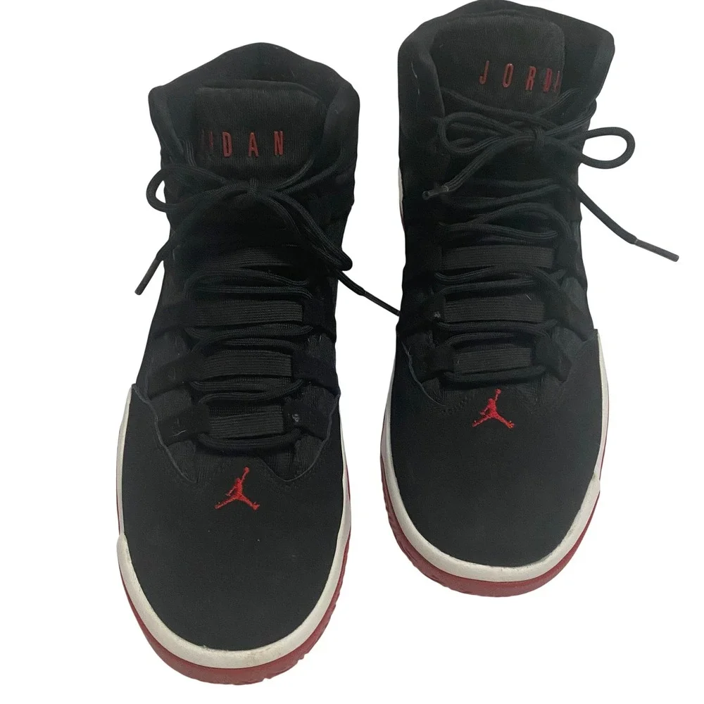 Jordan Max Aura Mens Basketball Shoes Black Red White Bred AQ9084-006 Mid Top